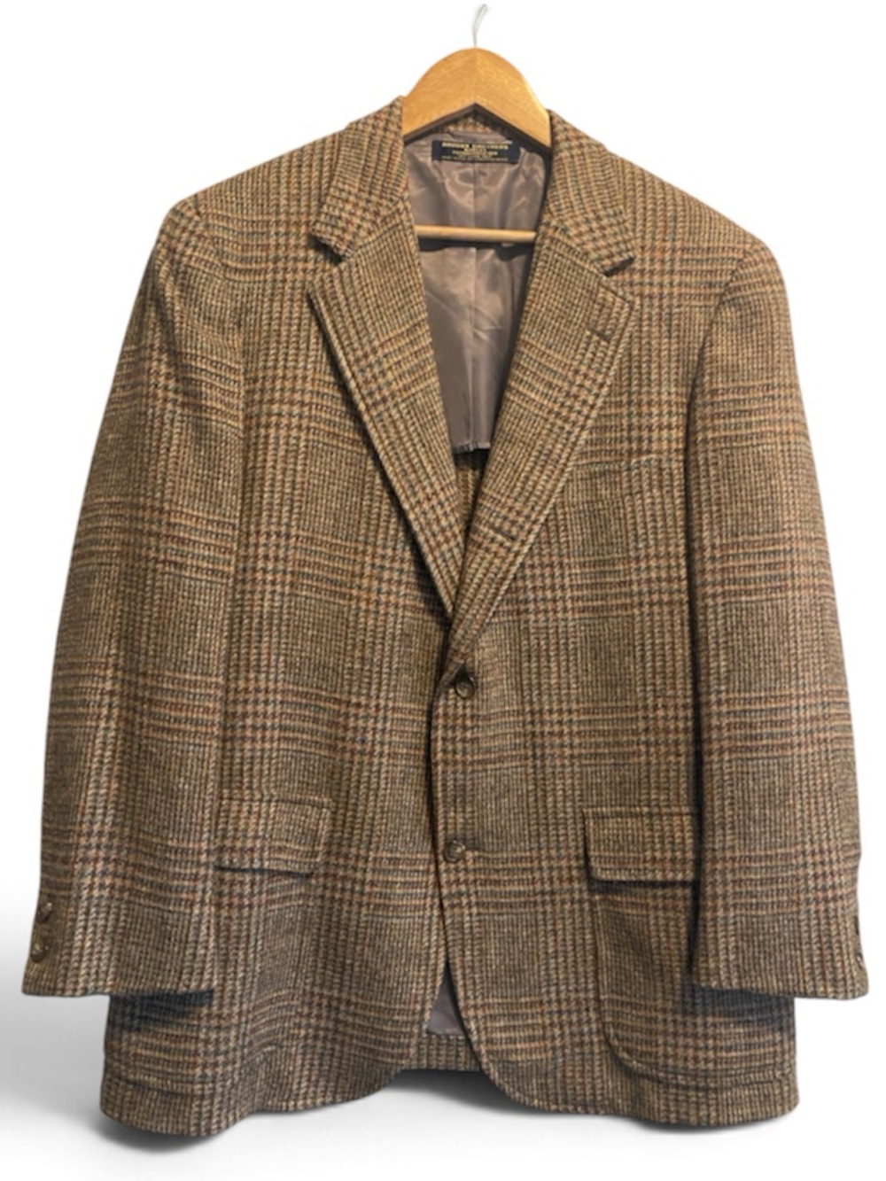 Brooks Brothers Wool Blazer Vintage Mens 42R Brown Plaid Union Made Sport Coat